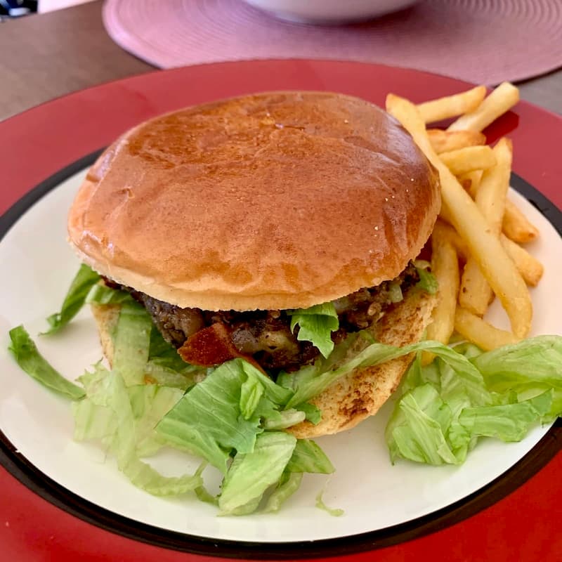 Mushroom burger served with brioche bun and lettuce